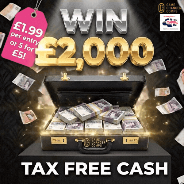 £2,000 TAX FREE CASH - 5 TICKETS FOR £5!